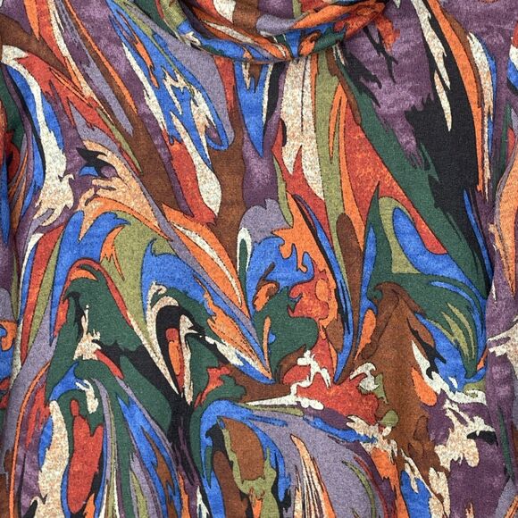 Ali Miles Top Blouse Large Geometric Artsy Art To Wear Cowl Neck Aztec Lagenlook - Picture 5 of 13